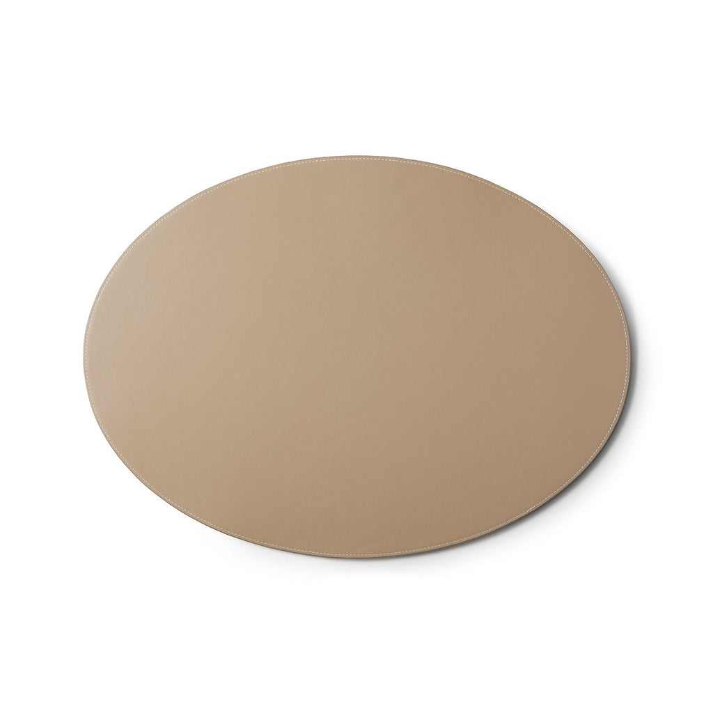 Round Placemat Shrink Leather (Greige)