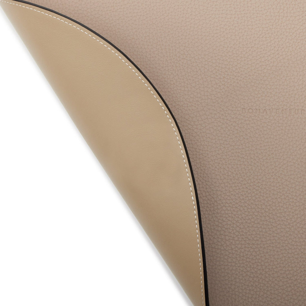 Round Placemat Shrink Leather (Greige)