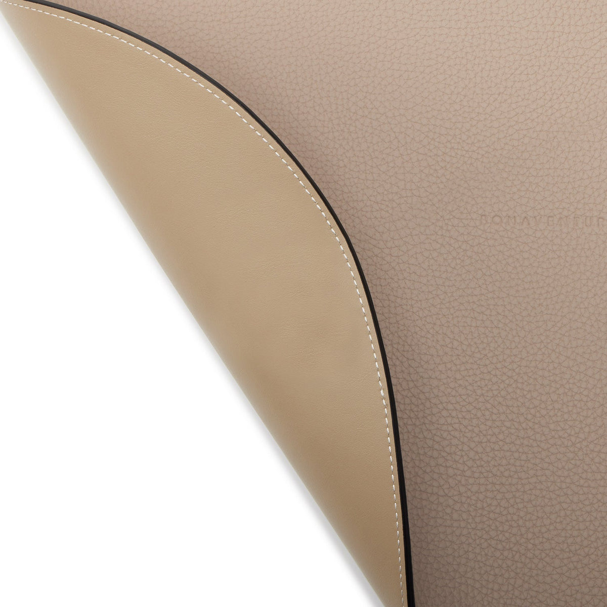 Round Placemat Shrink Leather (Greige)