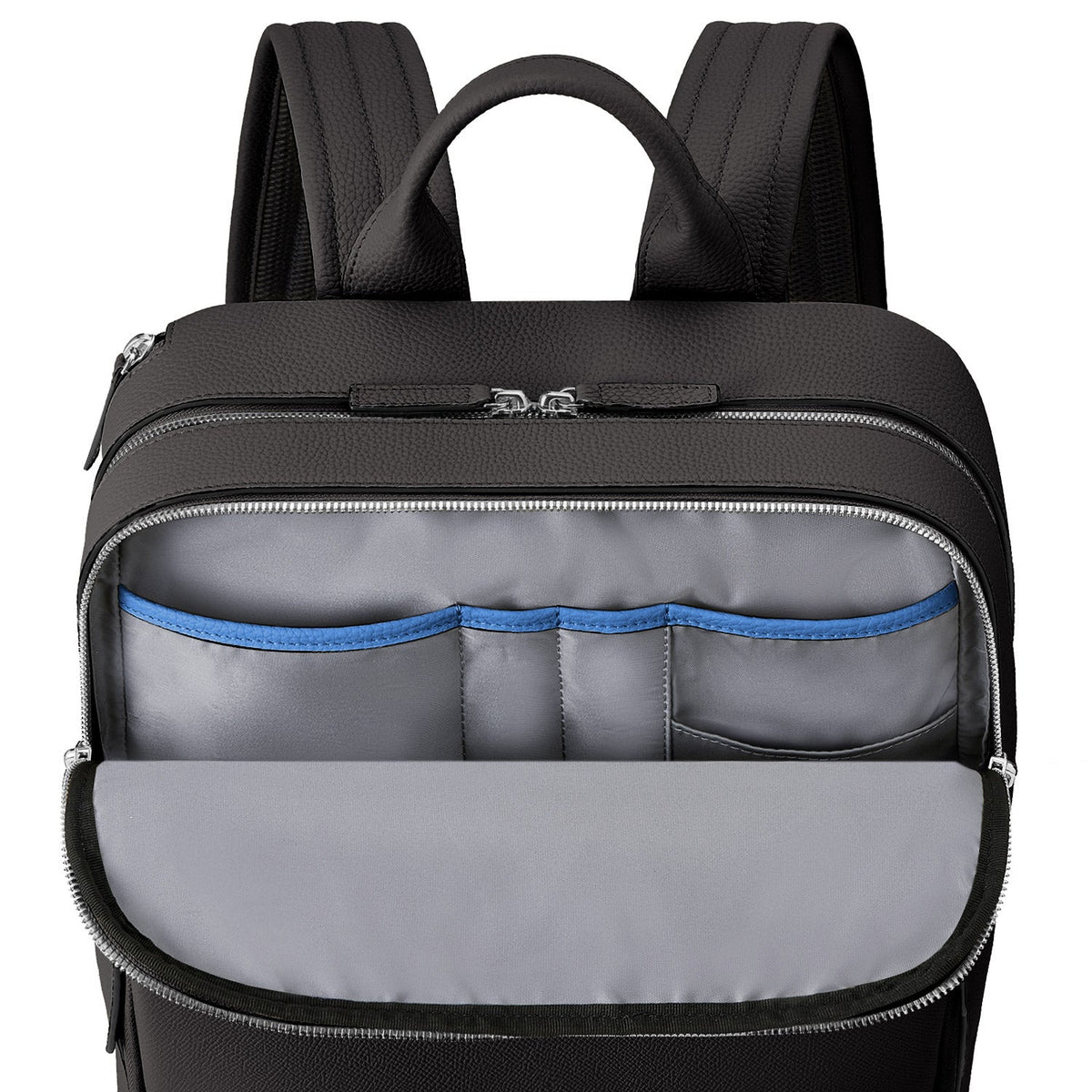 SAVOIA × BONAVENTURA David Backpack Nobile Leather × Shrink Leather (Black × Savoia Blue)
