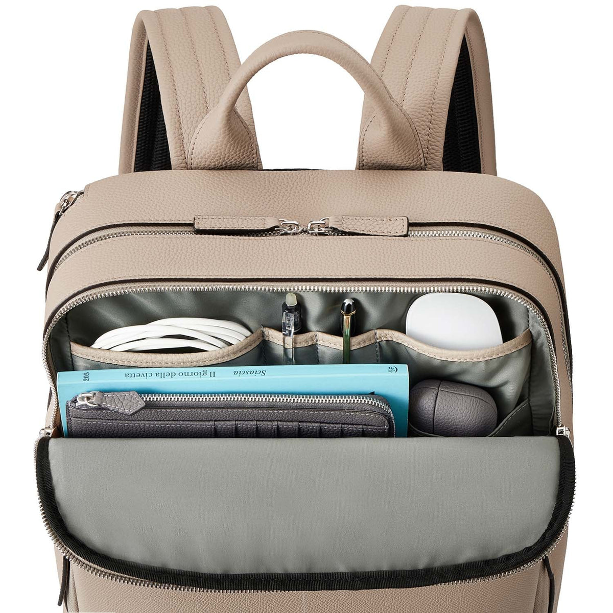 David Backpack Nobile Leather × Shrink Leather (Greige)