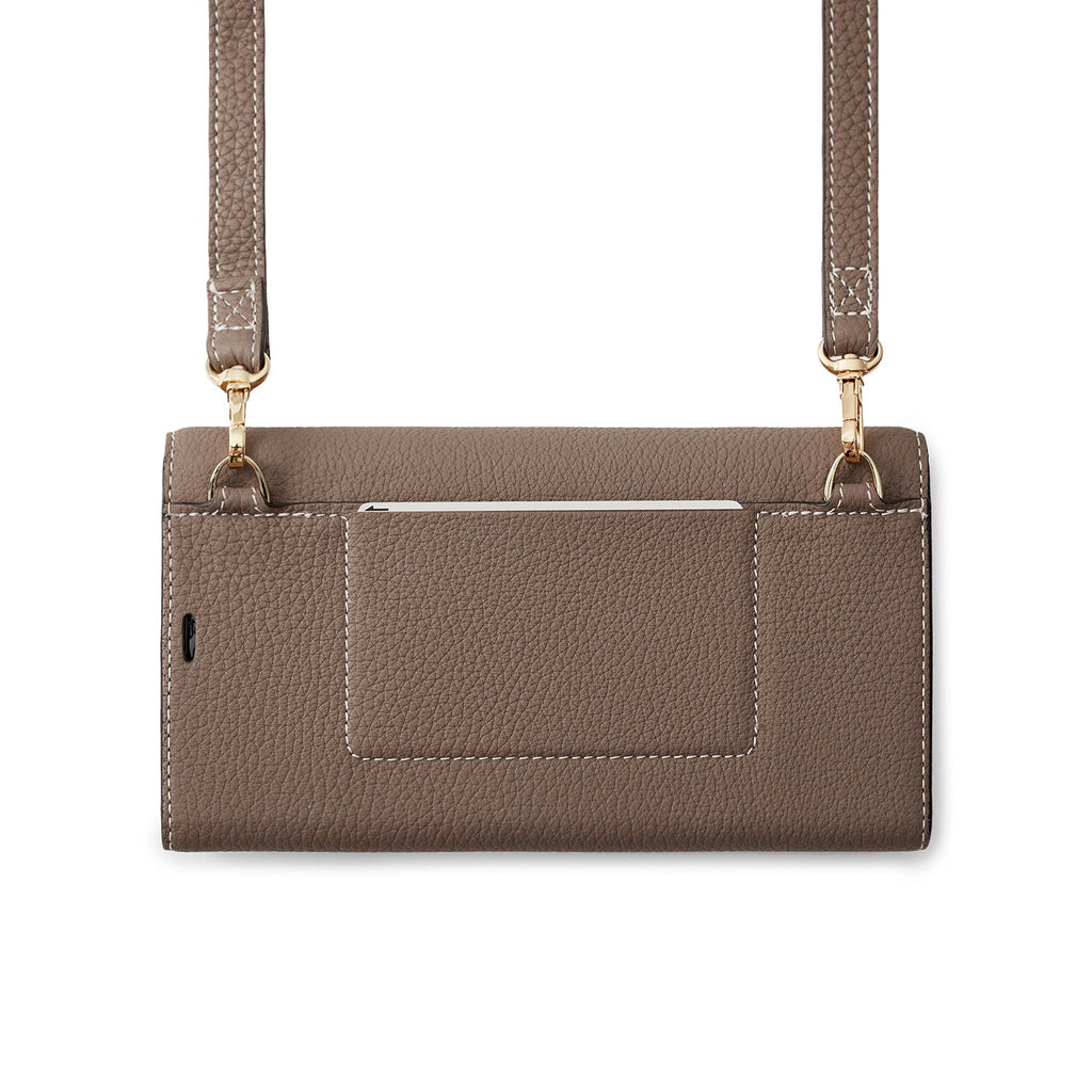 iPhone 13 Pro Diary Case with Mirror Shrink Leather (Etoupe × Yellow)