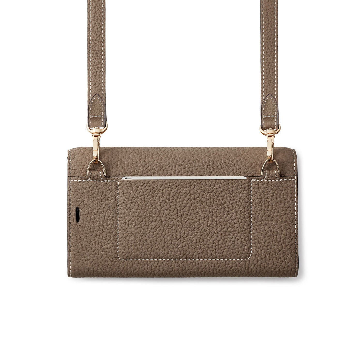 iPhone 15 Plus) ミラーケース 肩掛け ストラップ付き シュリンクレザー