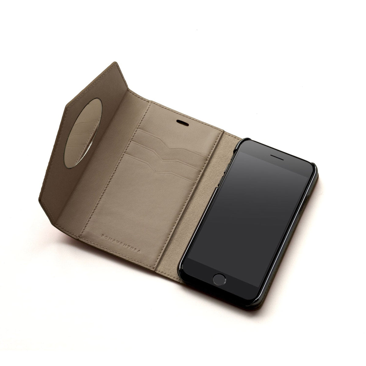iPhone SE / 8 / 7 / 6s / 6 Diary Case with Mirror Shrink Leather (Greige)