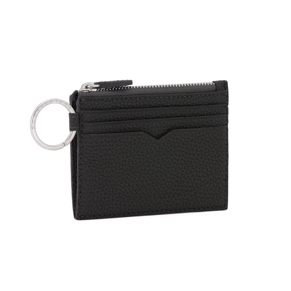 Mini Wallet with Key Ring Shrink Leather (Black)