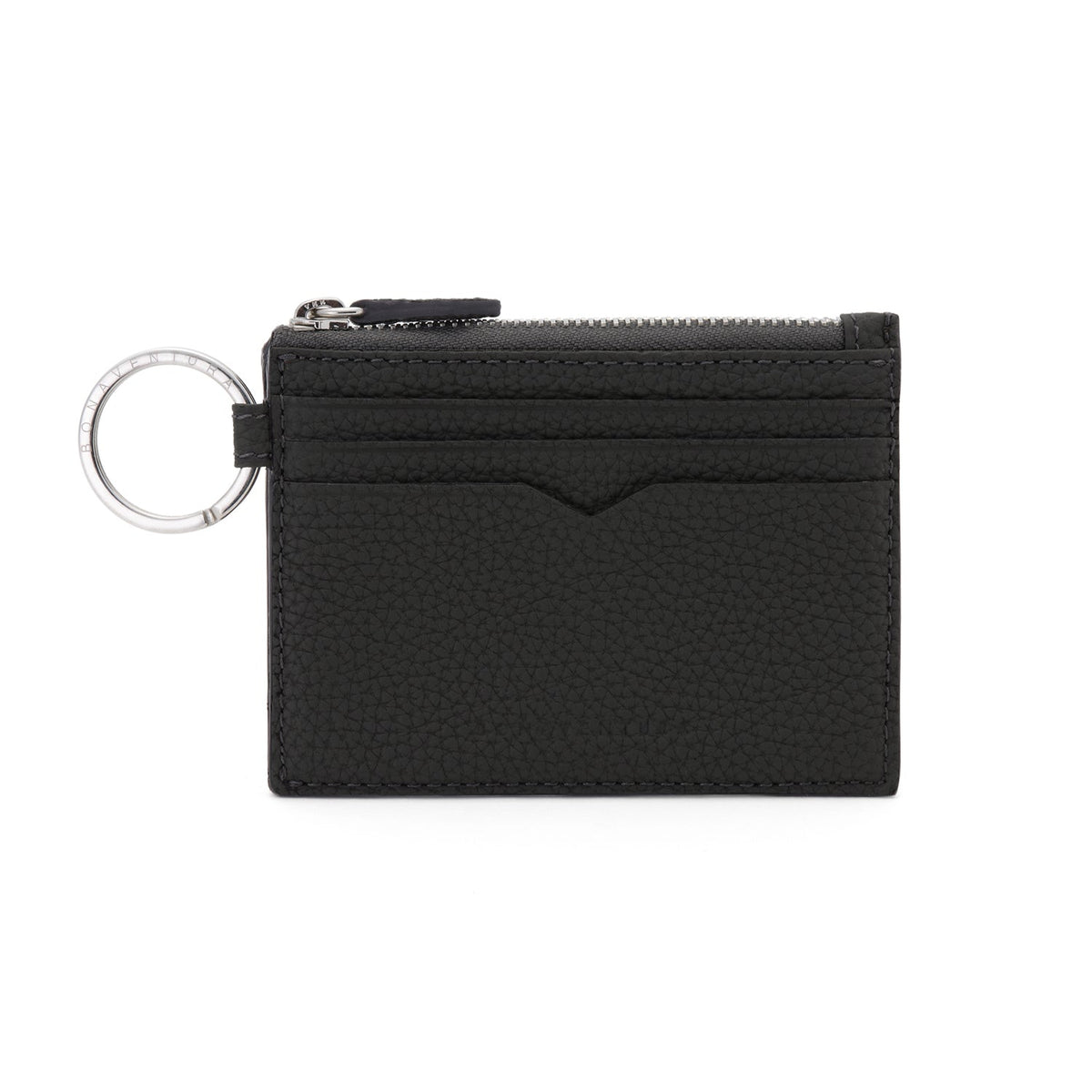 Mini Wallet with Key Ring Shrink Leather (Black)