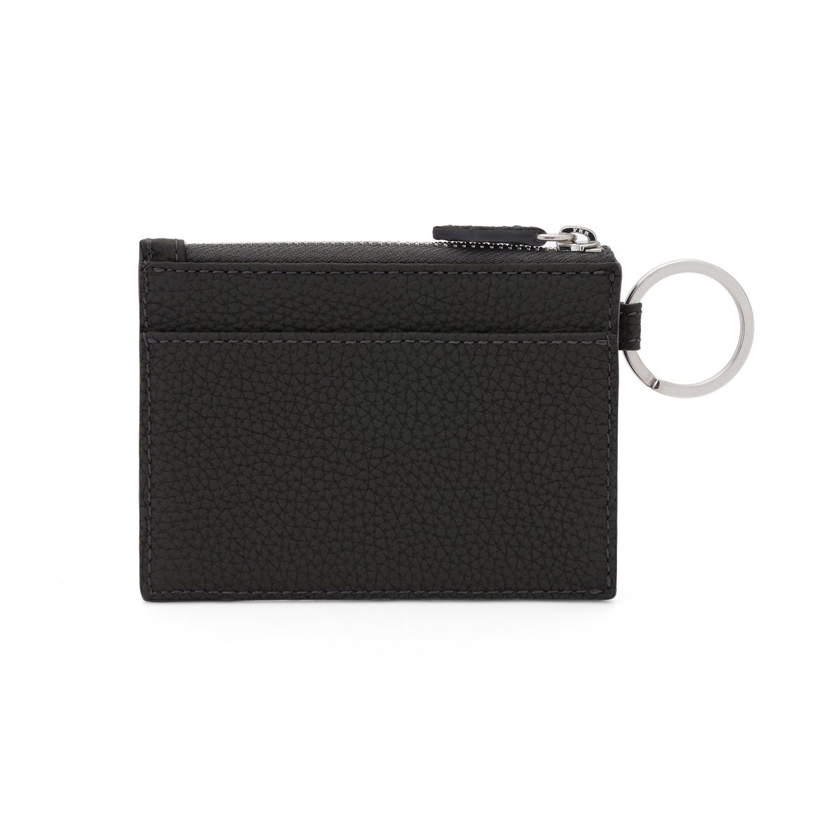 Mini Wallet with Key Ring Shrink Leather (Black)