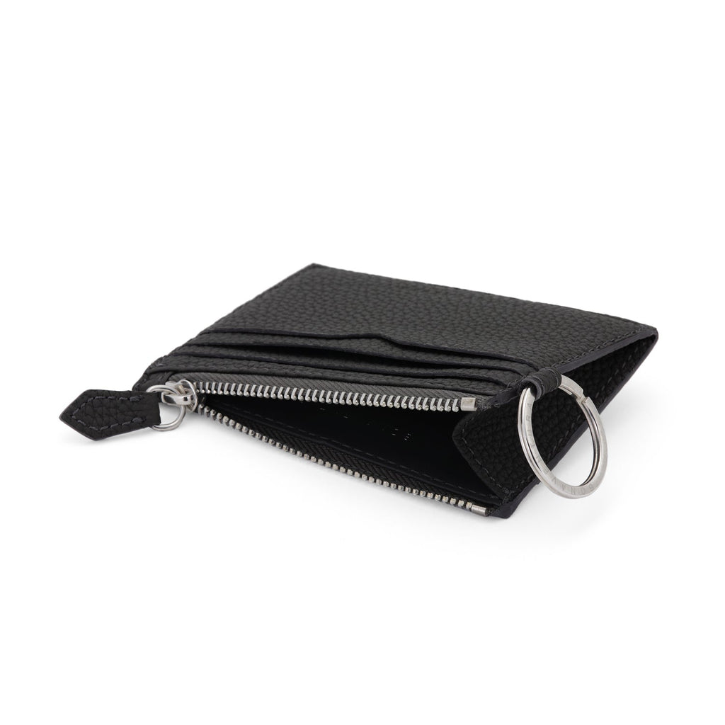 Mini Wallet with Key Ring Shrink Leather (Black)