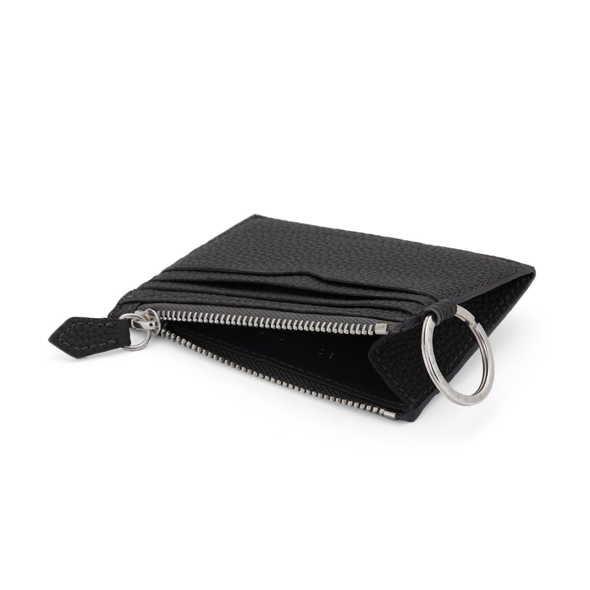 Mini Wallet with Key Ring Shrink Leather (Black)