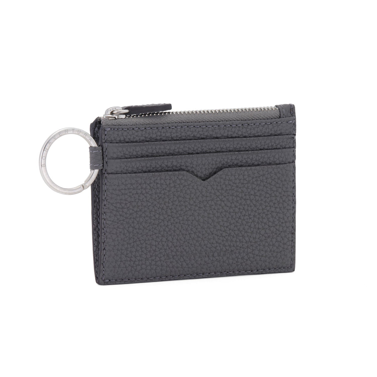 Mini Wallet with Key Ring Shrink Leather (Charcoal Gray)