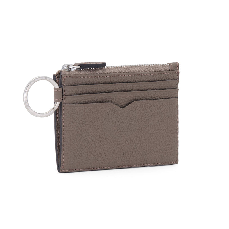 Mini Wallet with Key Ring Shrink Leather (Etoupe)