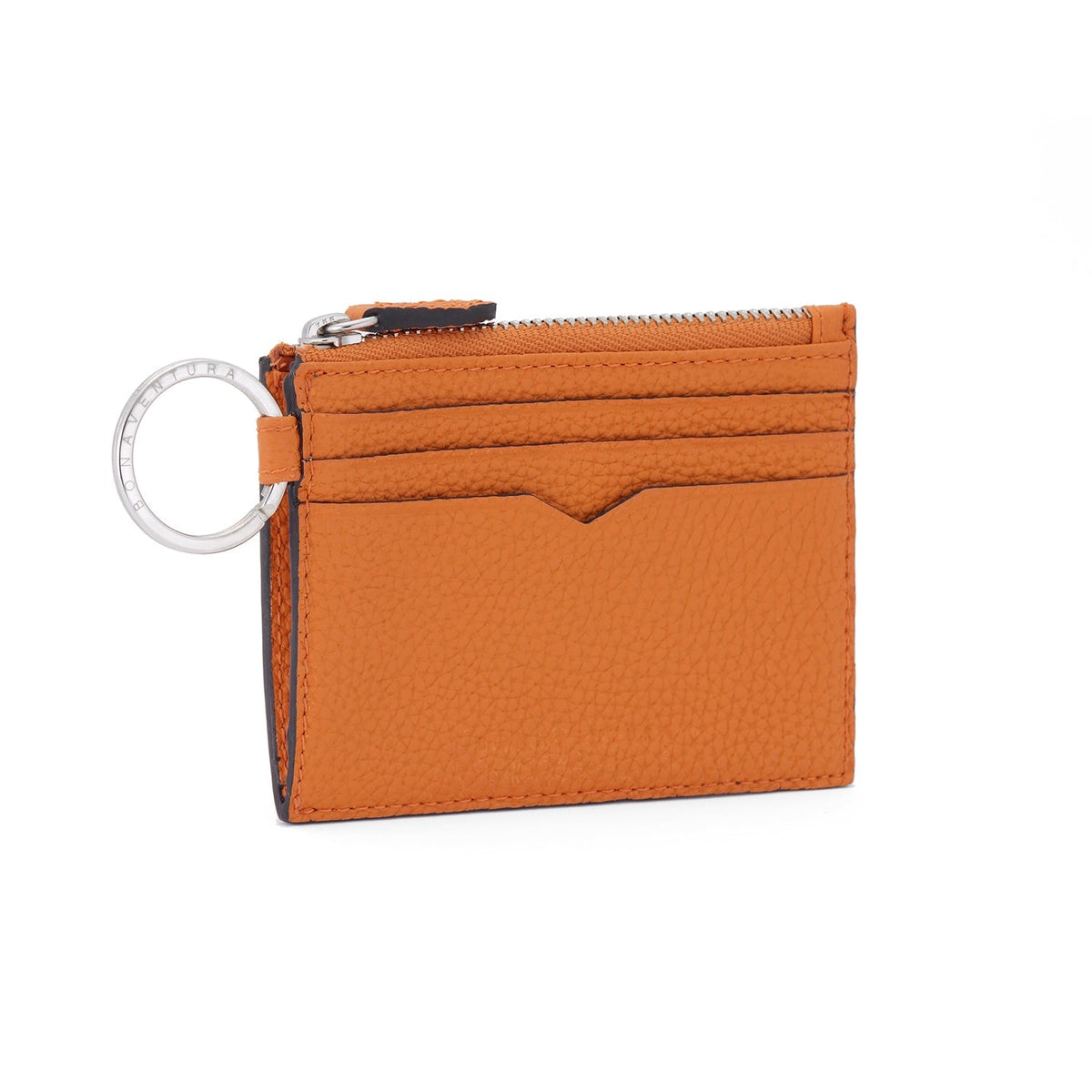 Mini Wallet with Key Ring Shrink Leather (Orange)