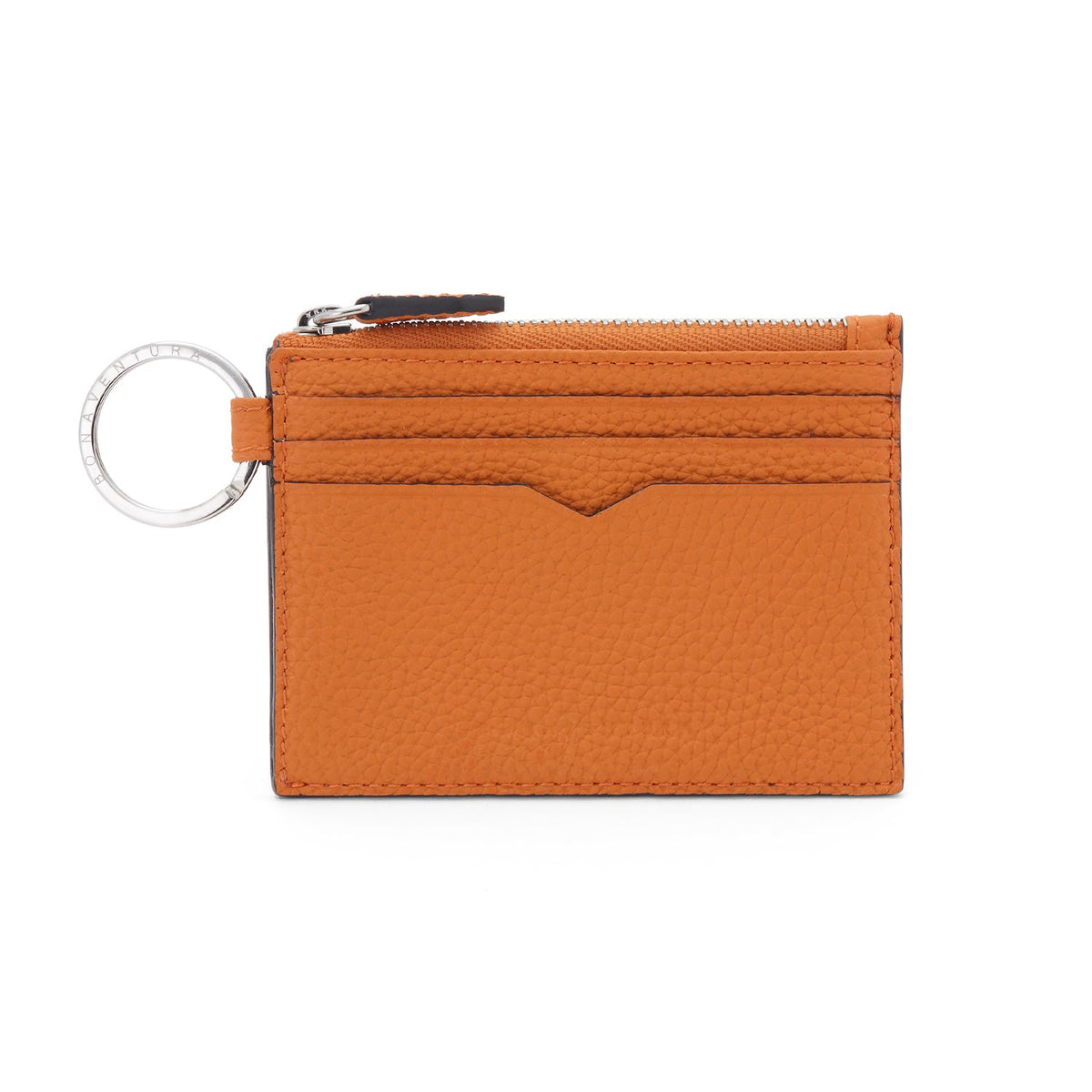 Mini Wallet with Key Ring Shrink Leather (Orange)
