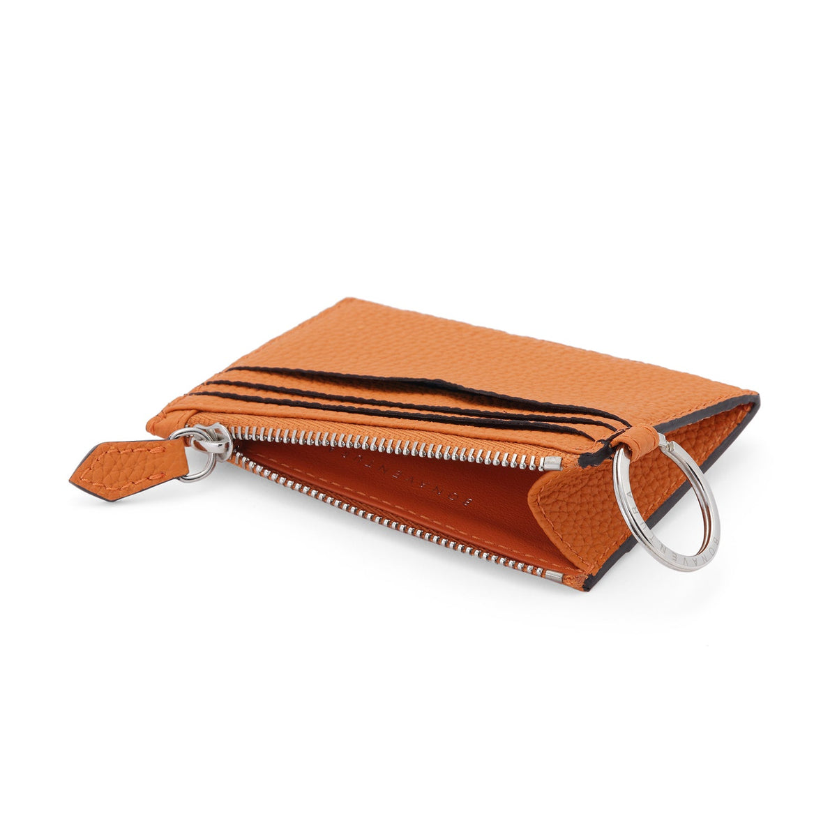 Mini Wallet with Key Ring Shrink Leather (Orange)