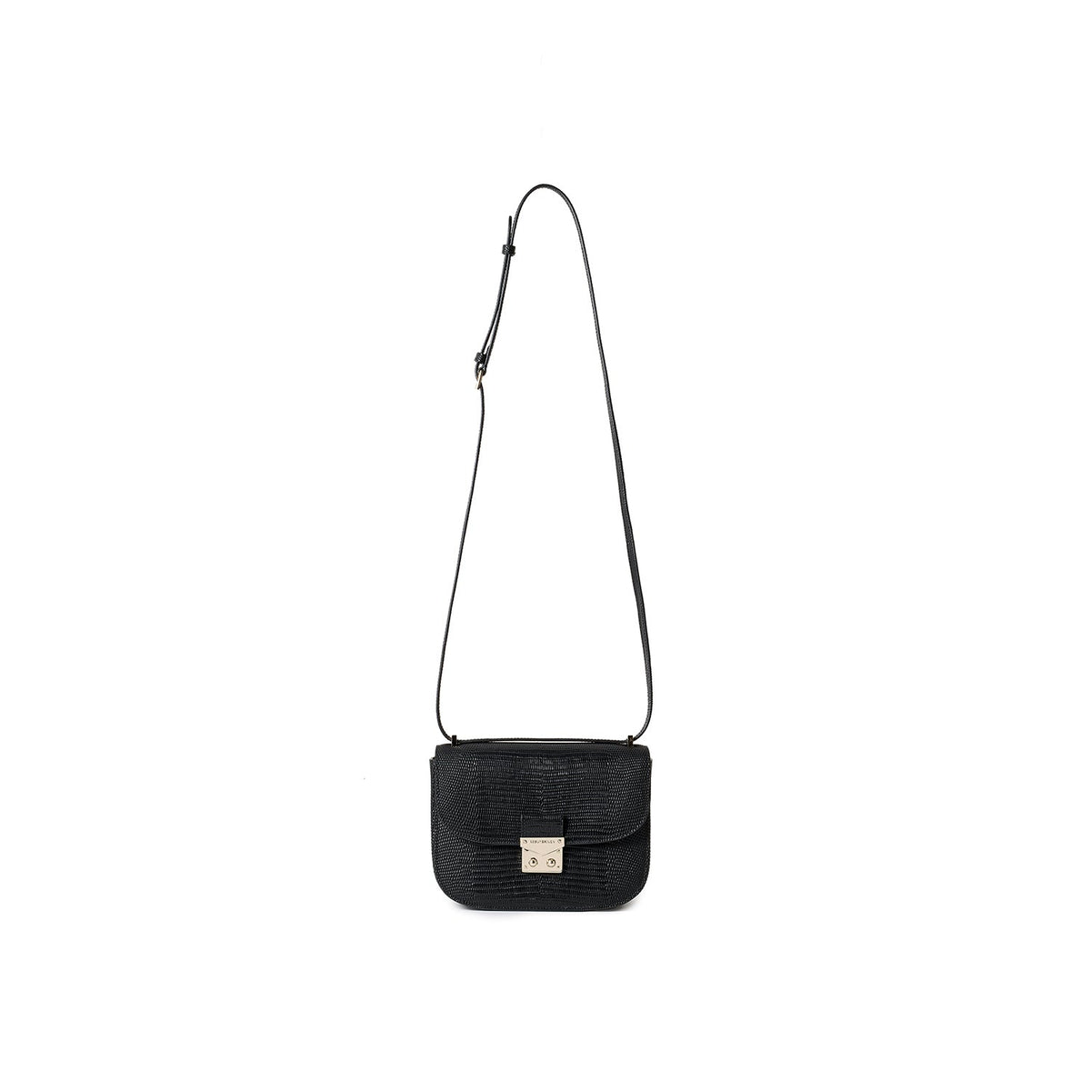 Stella Shoulder Bag Embossed Lizard Leather (Black)