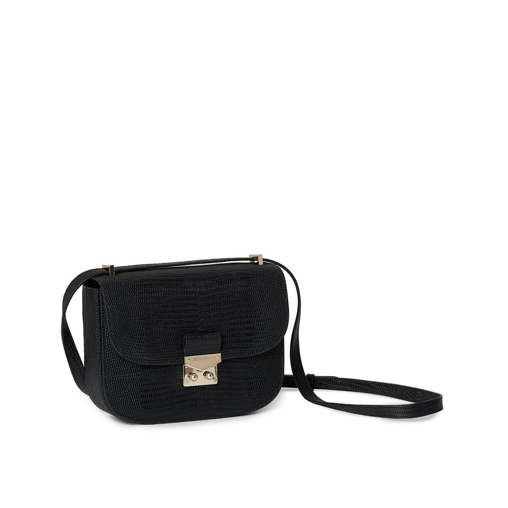 Stella Shoulder Bag Embossed Lizard Leather (Black)