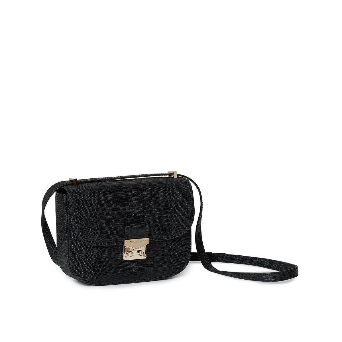 Stella Shoulder Bag Embossed Lizard Leather (Black)
