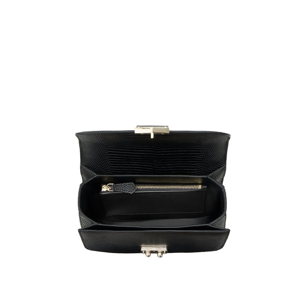 Stella Shoulder Bag Embossed Lizard Leather (Black)