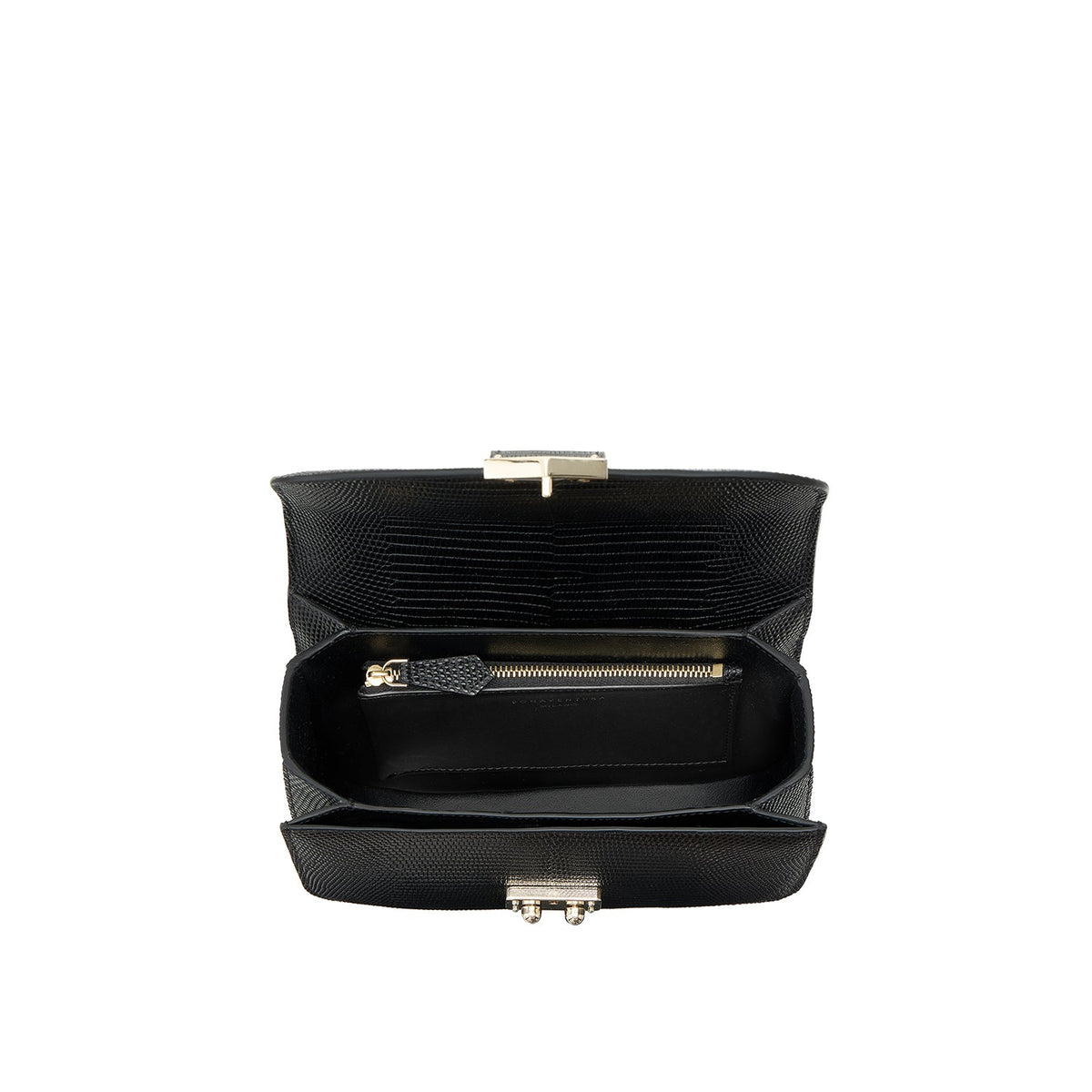Stella Shoulder Bag Embossed Lizard Leather (Black)