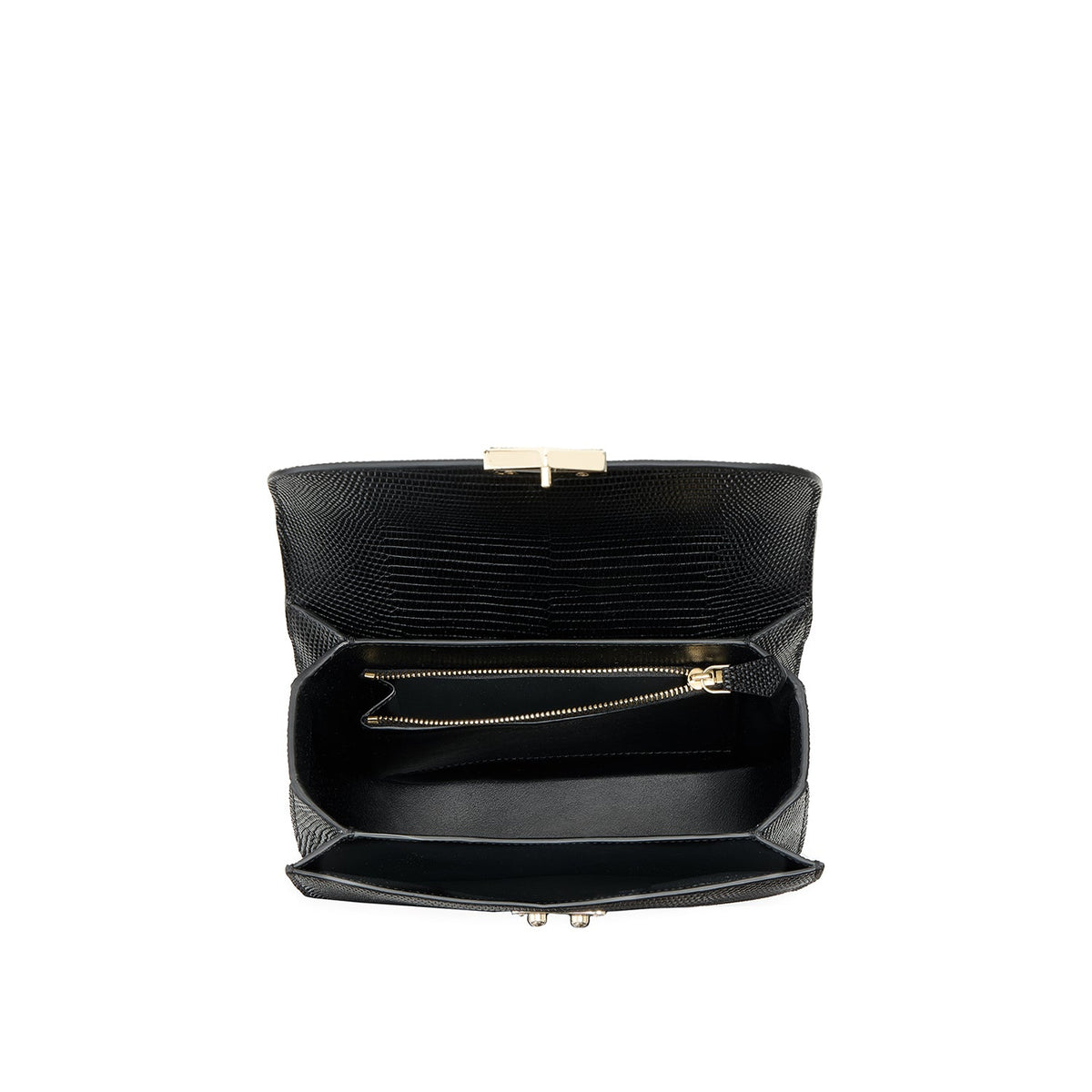 Stella Shoulder Bag Embossed Lizard Leather (Black)