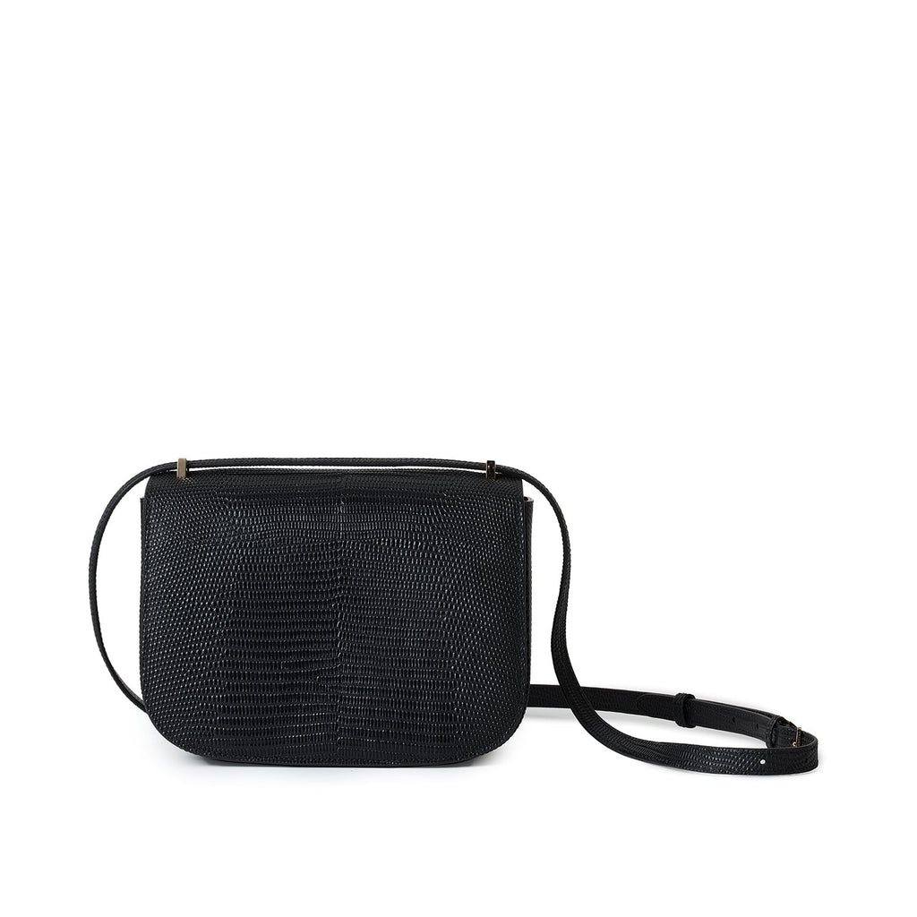 Stella Shoulder Bag Embossed Lizard Leather (Black)