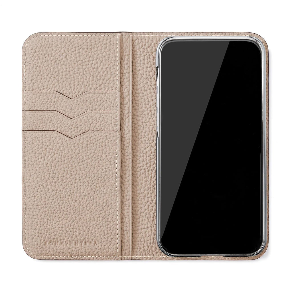 iPhone 14 Pro Diary Case Embossed Croco Leather (Greige)