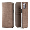 iPhone 14 Plus Diary Case Embossed Croco Leather (Etoupe)