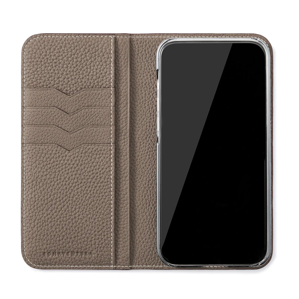 iPhone 14 Plus Diary Case Embossed Croco Leather (Etoupe)