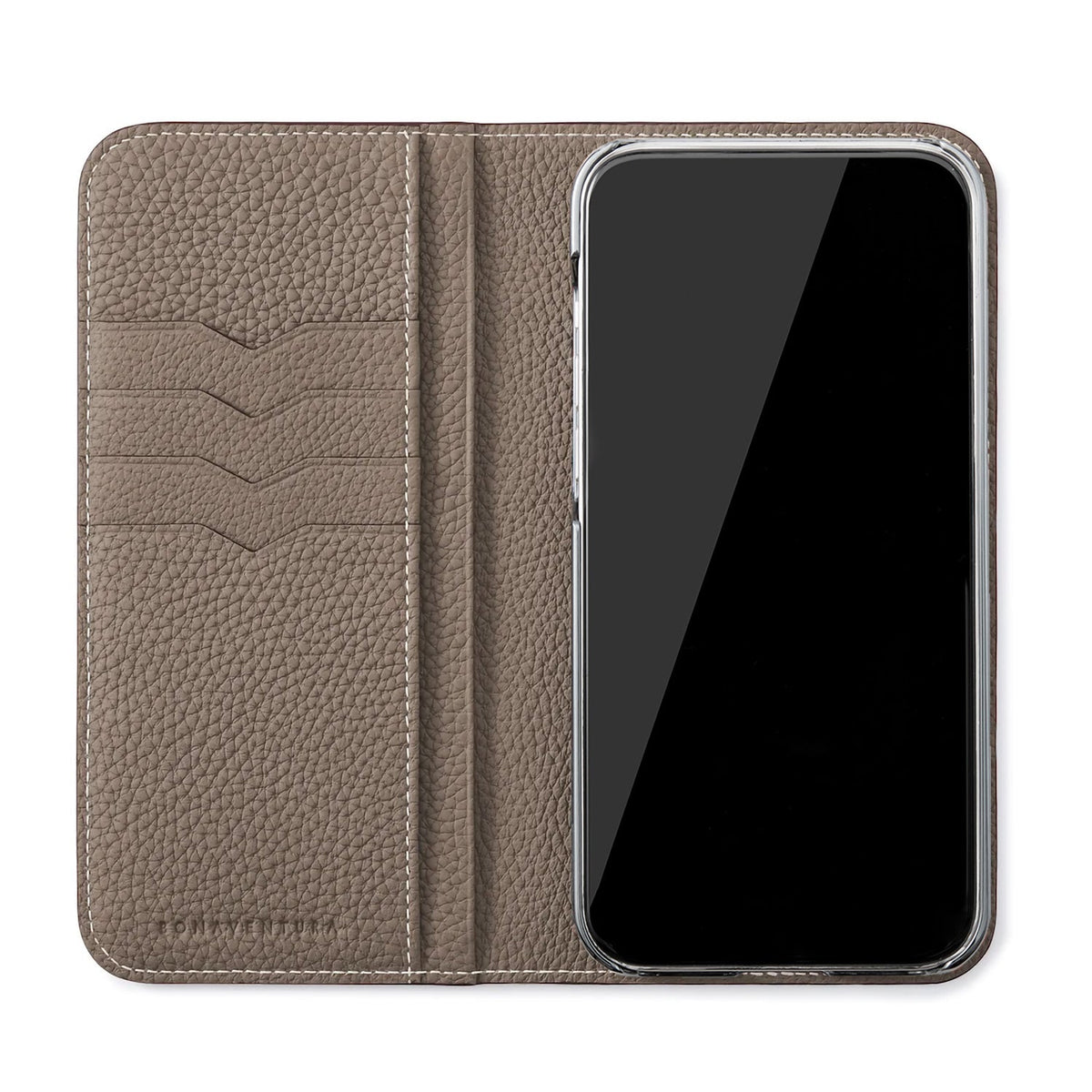 iPhone 14 Plus Diary Case Embossed Croco Leather (Etoupe)