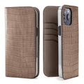 iPhone 15 Pro Max Diary Case Embossed Croco Leather (Etoupe)