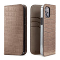 iPhone 16 Diary Case Embossed Croco Leather (Etoupe)
