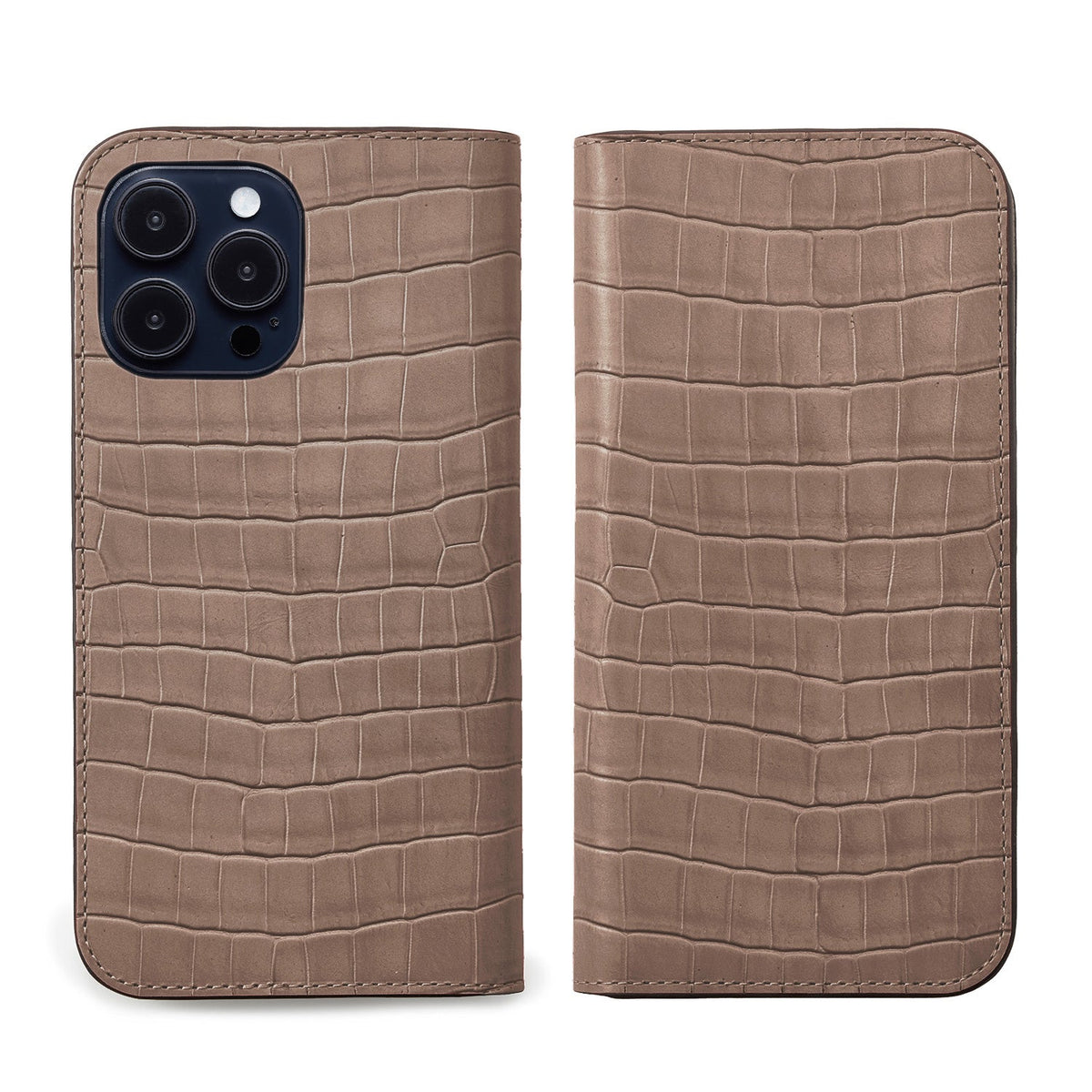 iPhone 16 Pro Diary Case Embossed Croco Leather (Etoupe)