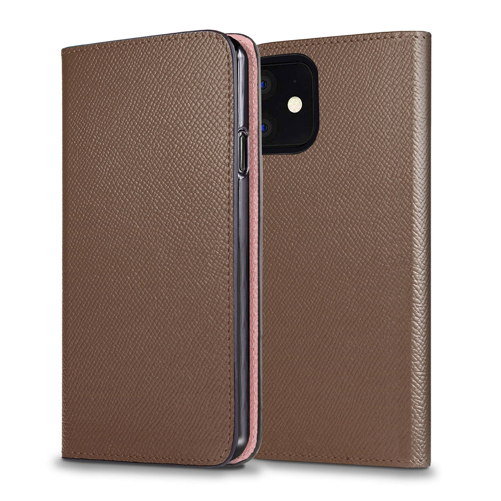 iPhone 11 Diary Case Nobile Leather (Etoupe × Sakura Pink)
