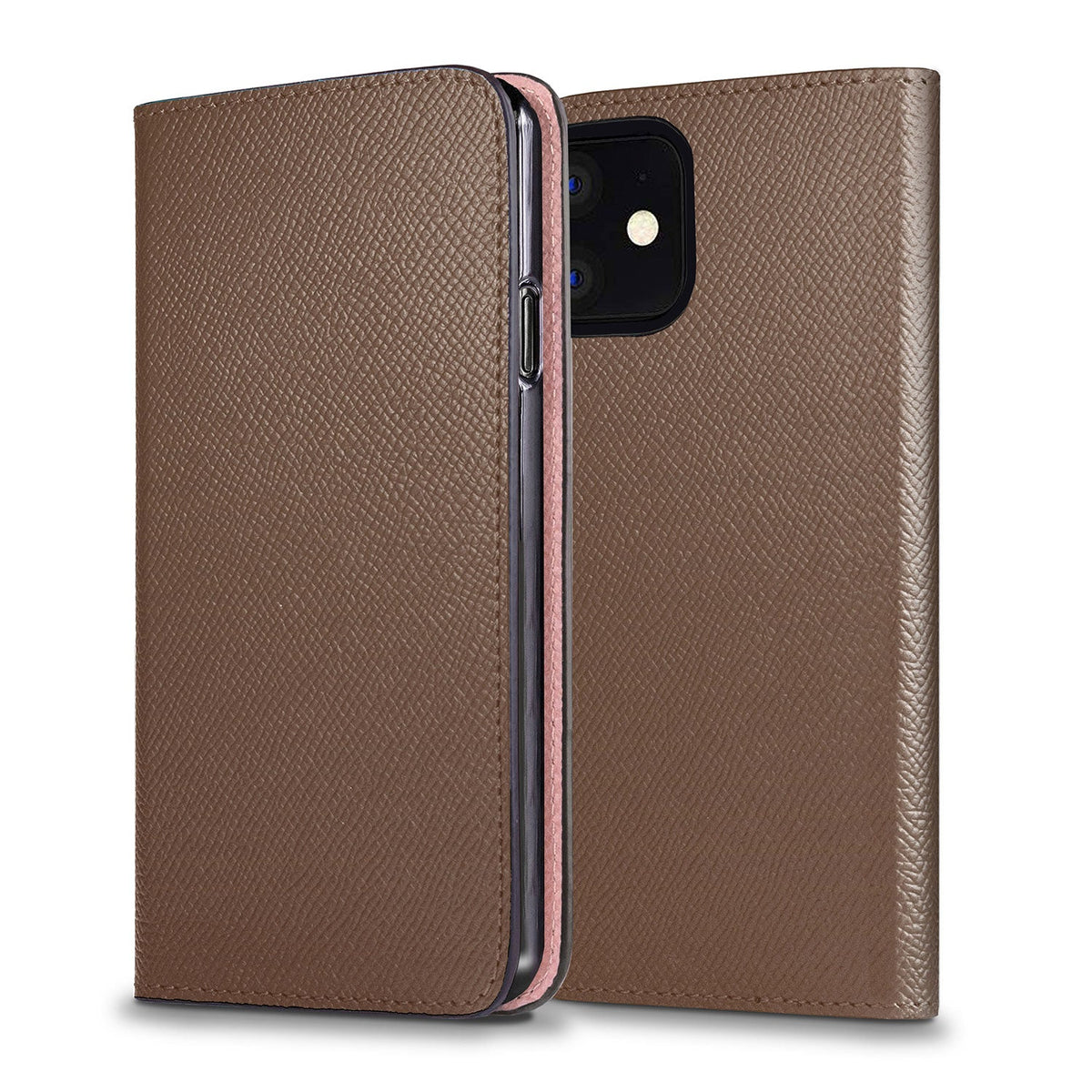 iPhone 11 Diary Case Nobile Leather (Etoupe × Sakura Pink)