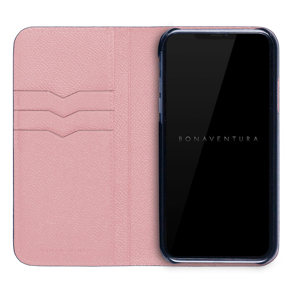 iPhone 11 Diary Case Nobile Leather (Etoupe × Sakura Pink)
