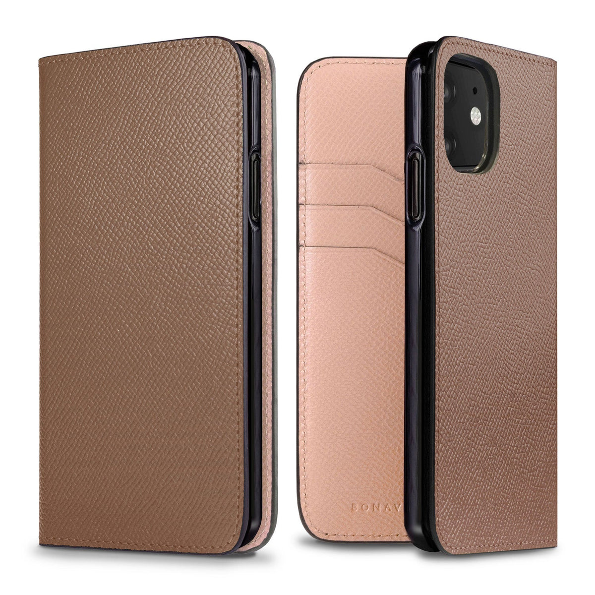 iPhone 11 Diary Case Nobile Leather (Etoupe × Shell Pink)