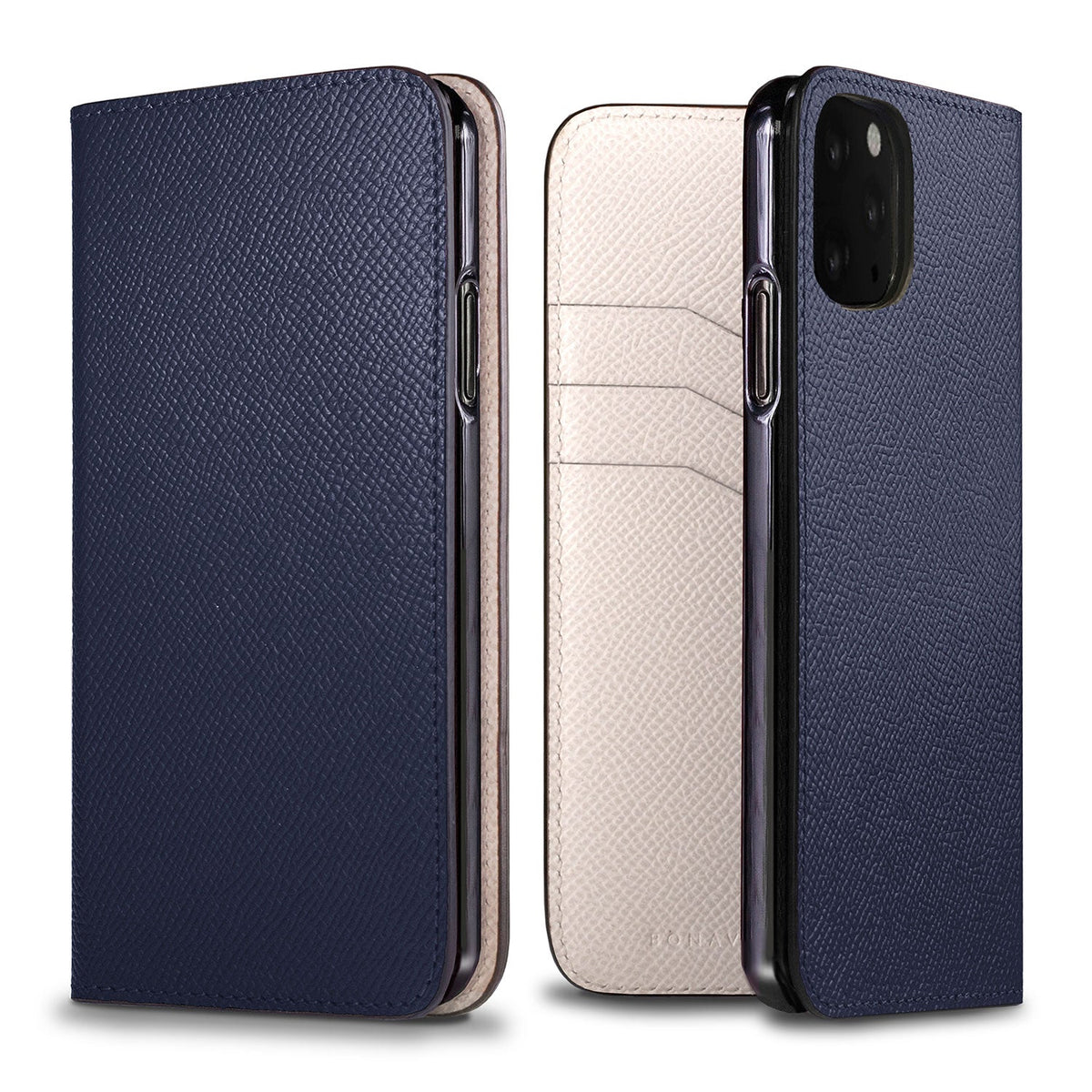 iPhone 11 Diary Case Nobile Leather (Navy × White)