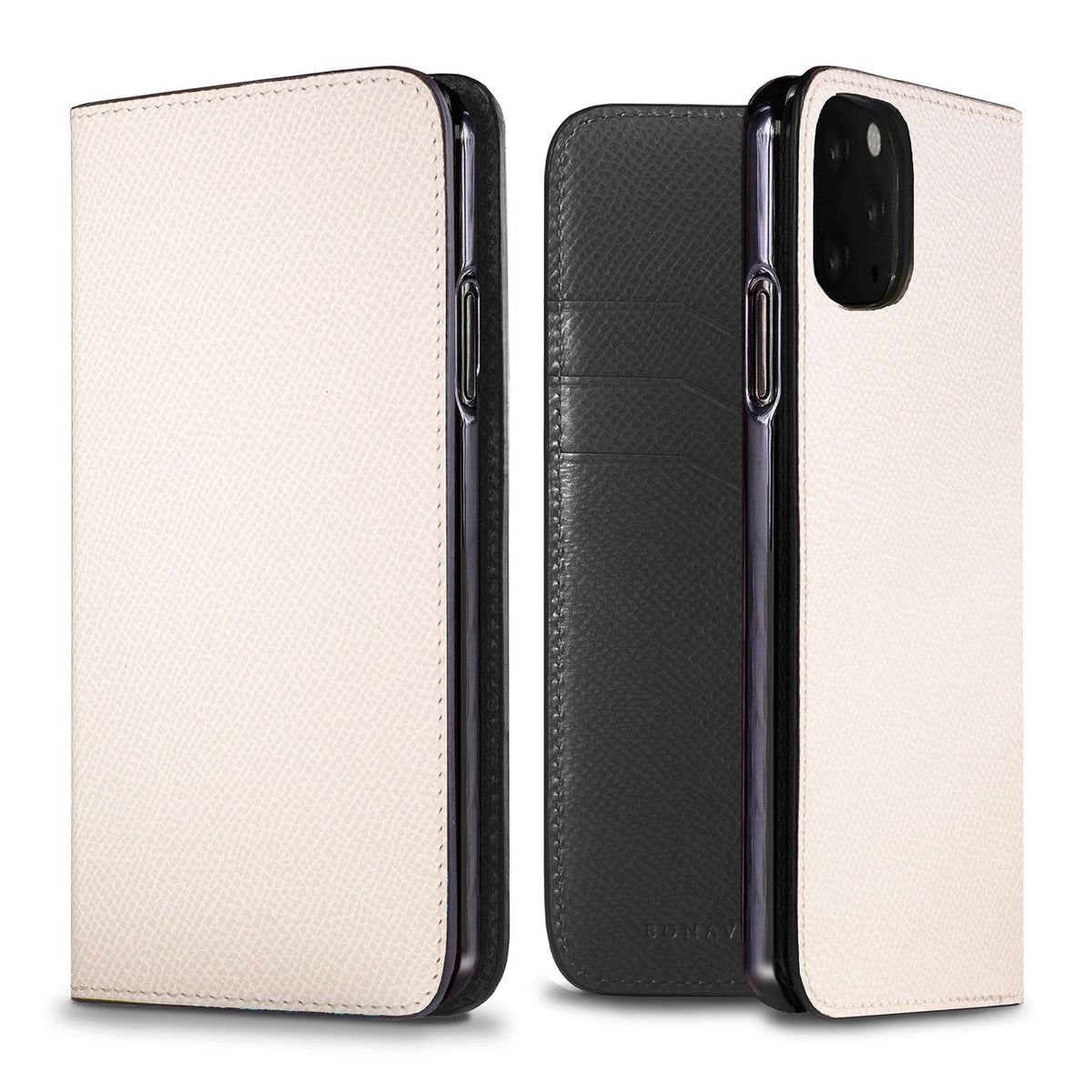 iPhone 11 Diary Case Nobile Leather (White × Black)