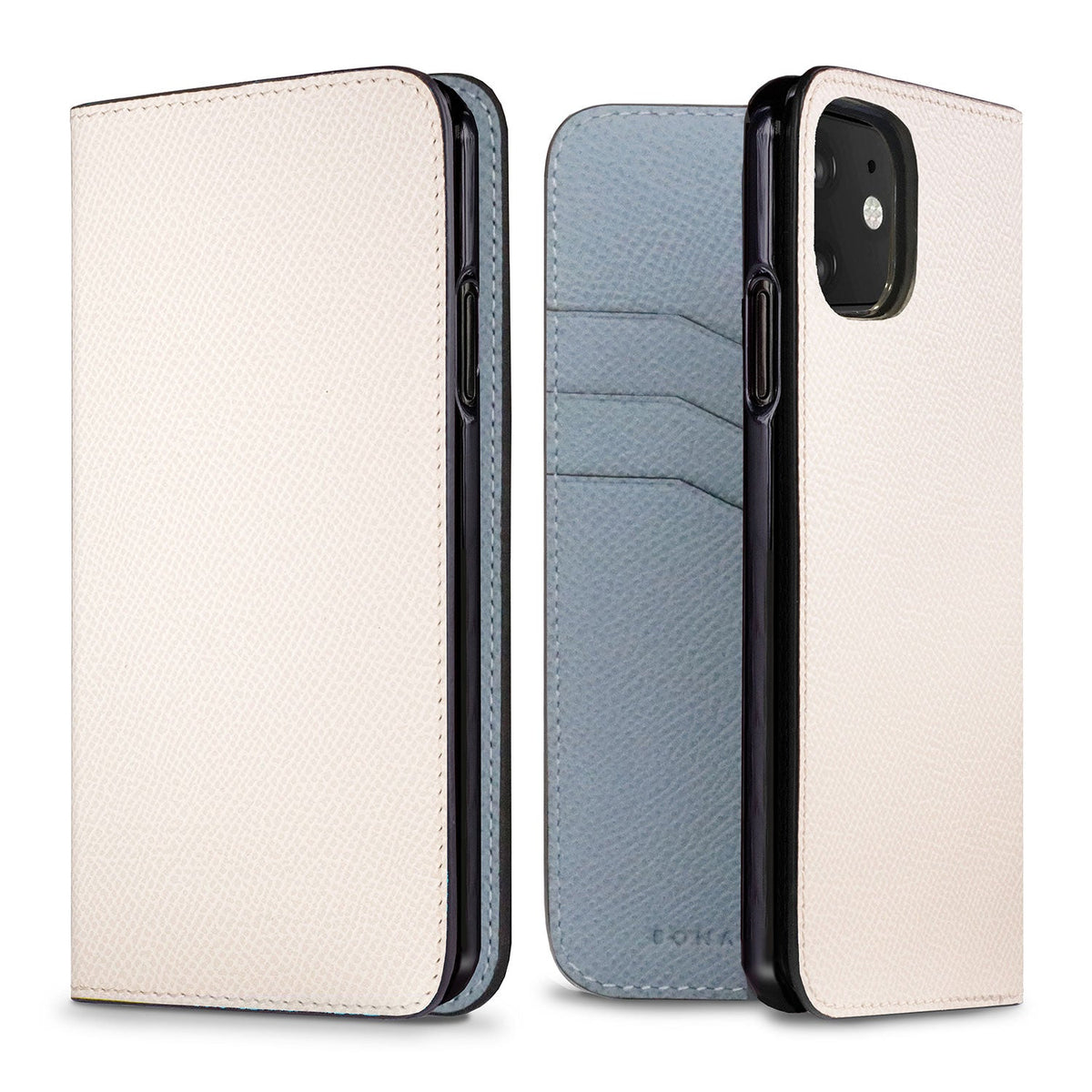 iPhone 11 Diary Case Nobile Leather (White × Blue Lin)
