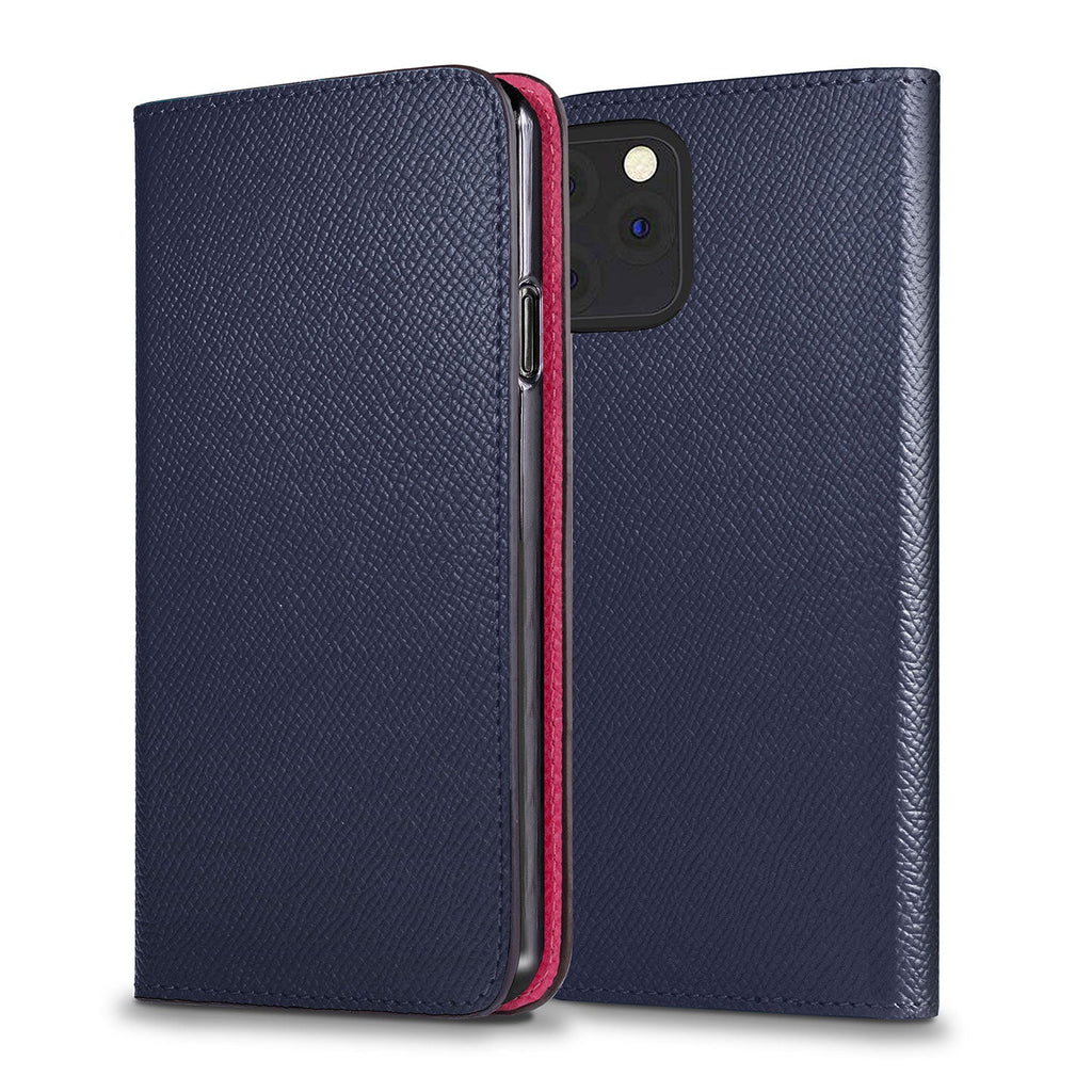 iPhone 11 Pro Max Diary Case Nobile Leather (Navy × Fuchsia Pink)
