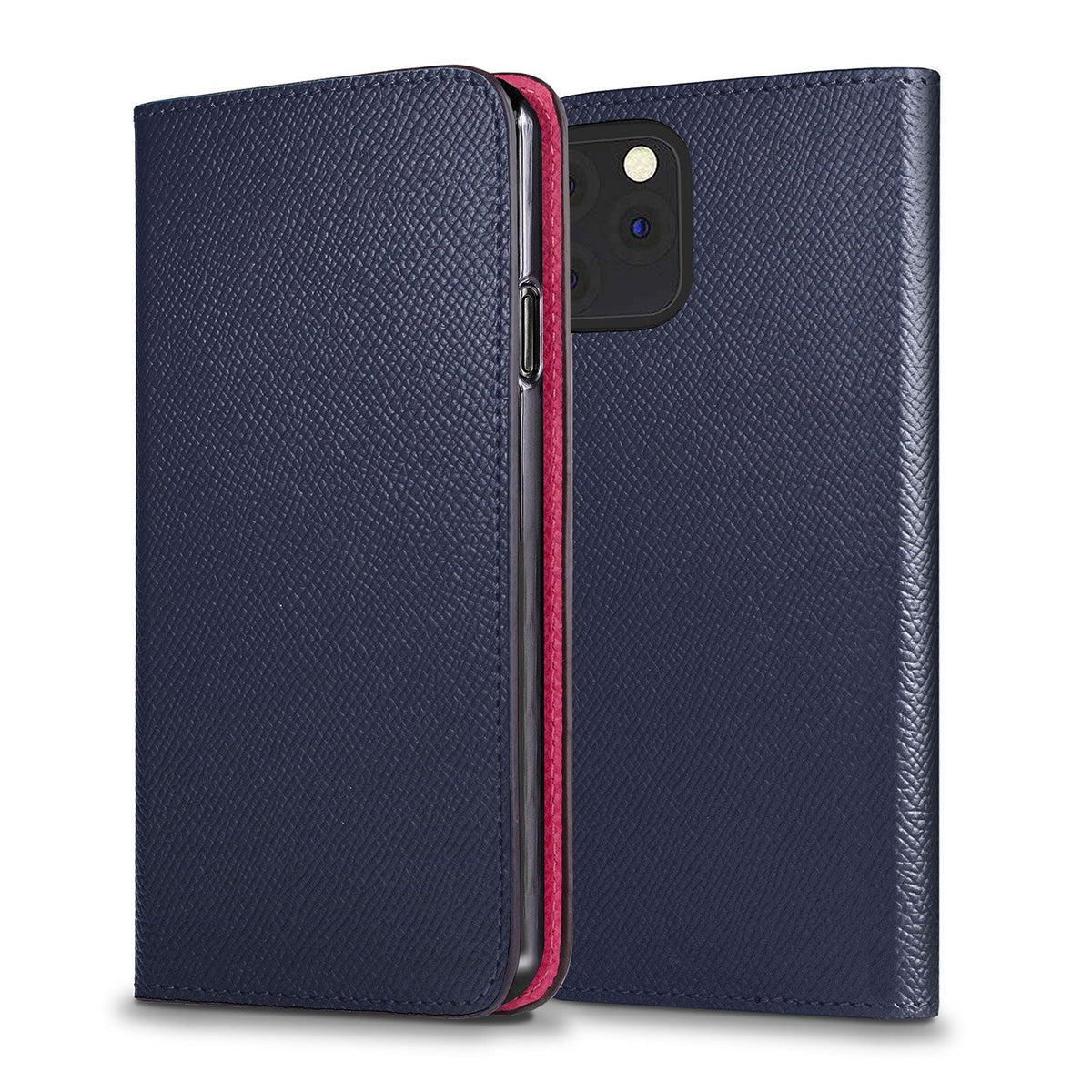 iPhone 11 Pro Max Diary Case Nobile Leather (Navy × Fuchsia Pink)