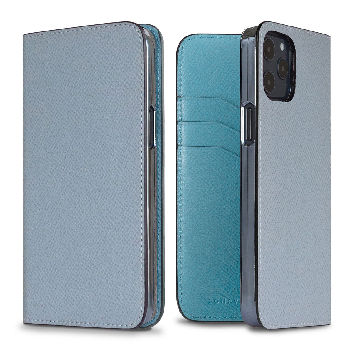 iPhone 12 / 12 Pro Diary Case Nobile Leather (Blue Lin × Aqua Blue)