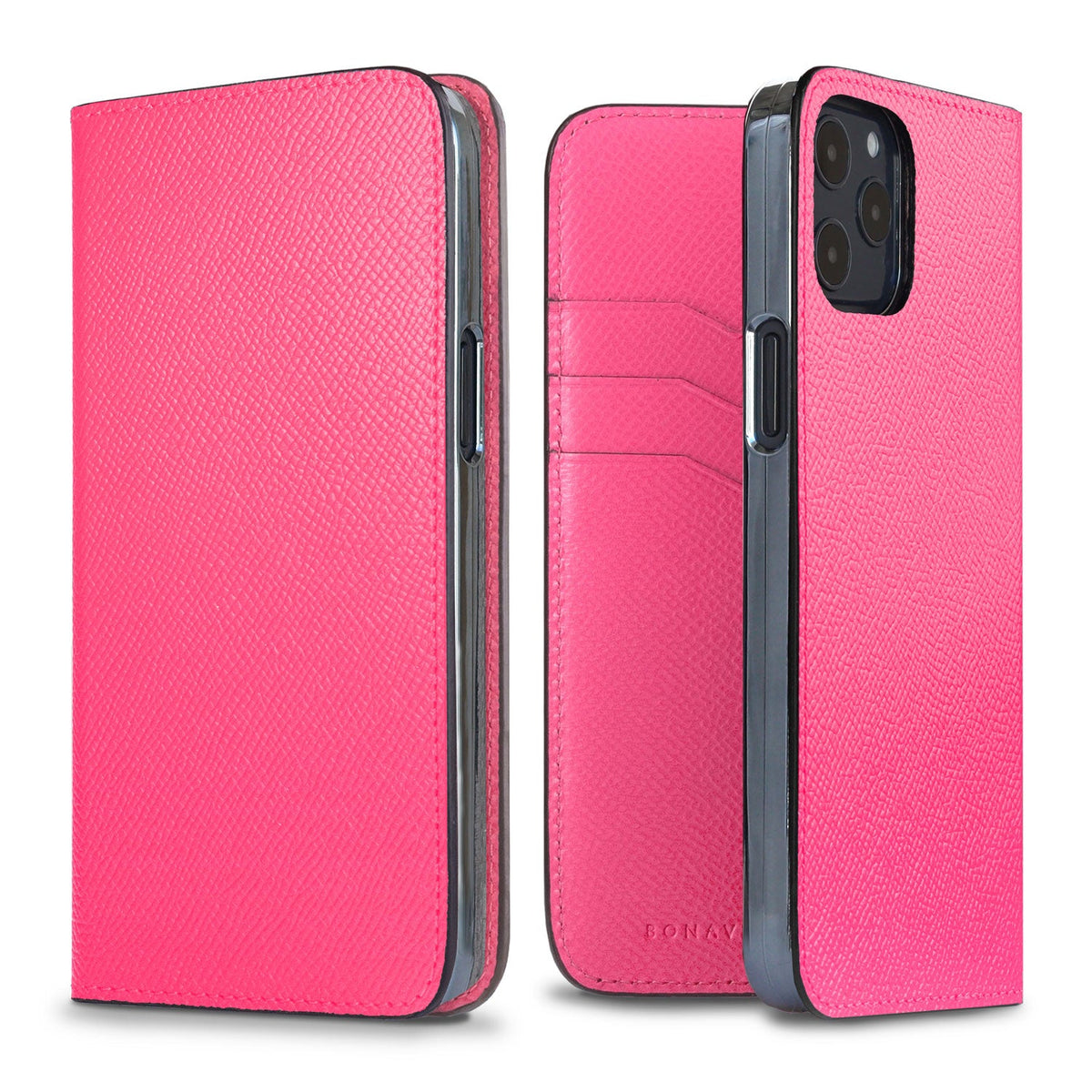 iPhone 12 / 12 Pro Diary Case Nobile Leather (Fuchsia Pink)