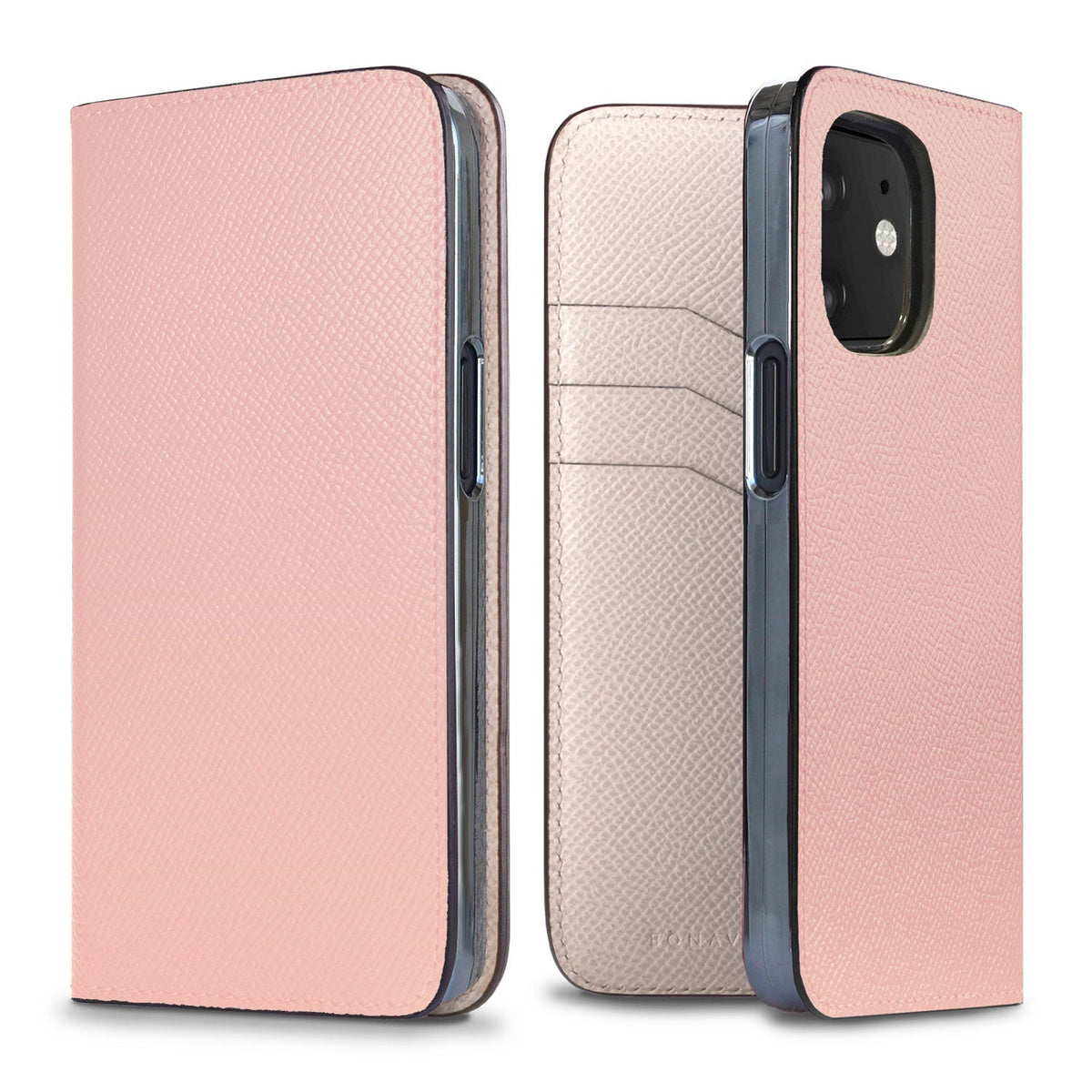 iPhone 12 mini Diary Case Nobile Leather (Shell Pink × White)