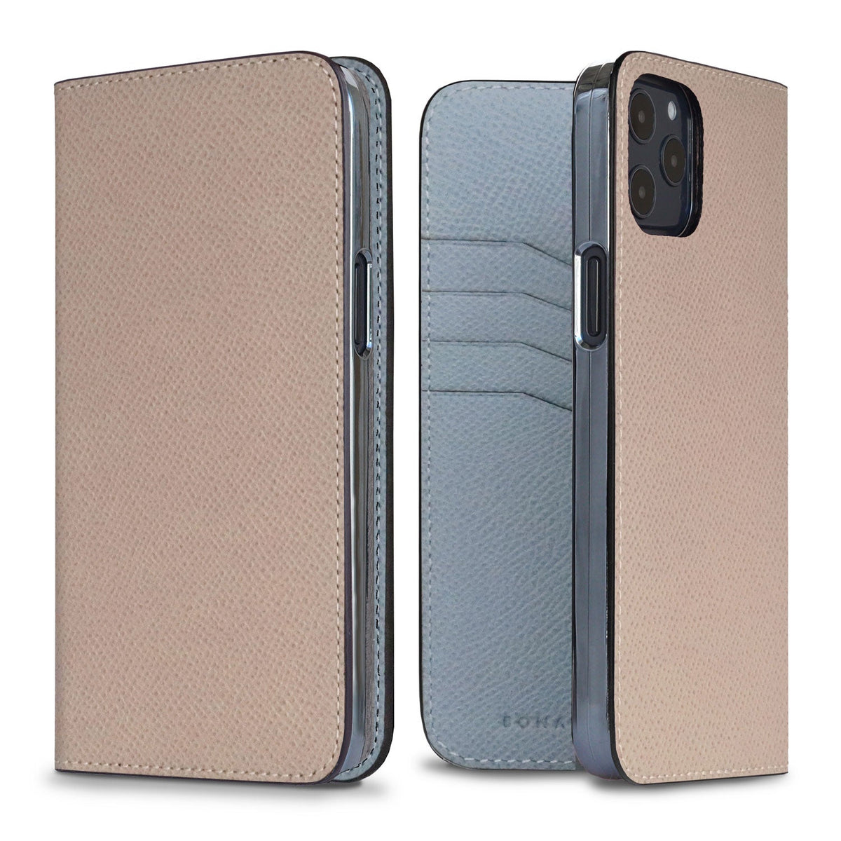 iPhone 12 Pro Max Diary Case Nobile Leather (Greige × Blue Lin)