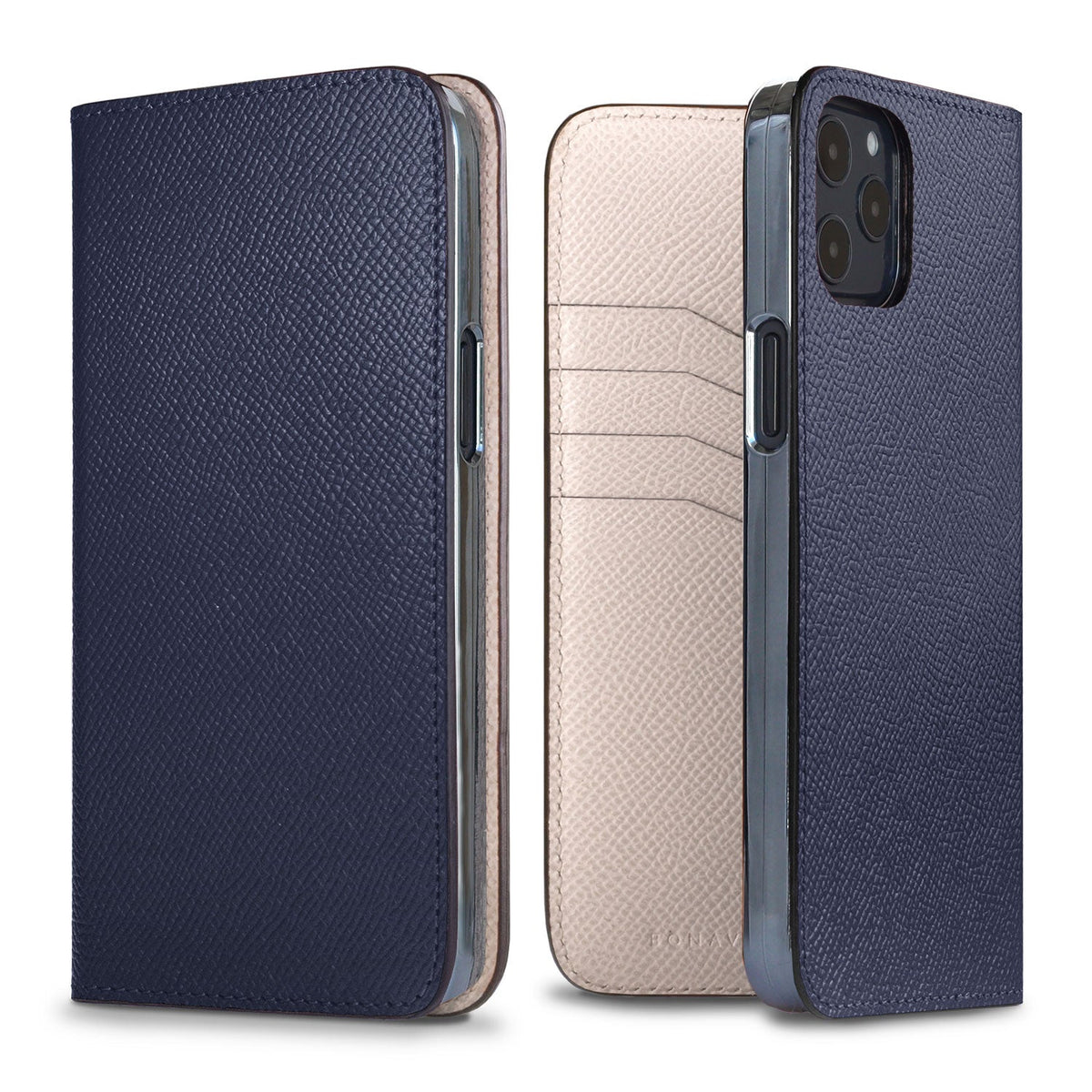 iPhone 12 Pro Max Diary Case Nobile Leather (Navy × White)