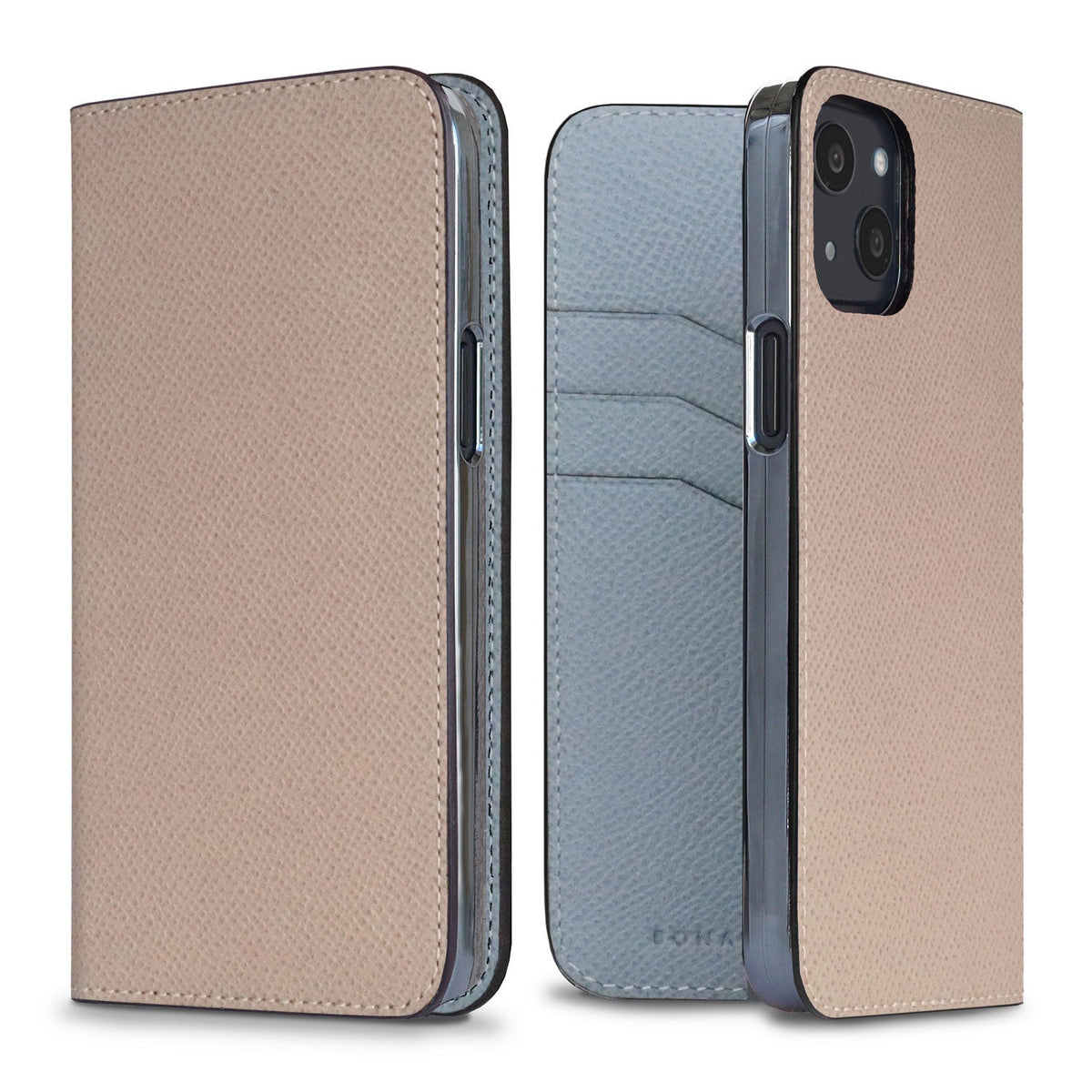 iPhone 13 Diary Case Nobile Leather (Greige × Blue Lin)