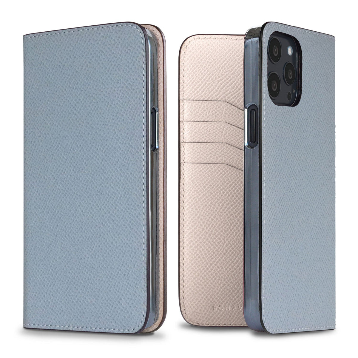 iPhone 13 Pro Max Diary Case Nobile Leather (Blue Lin × White)