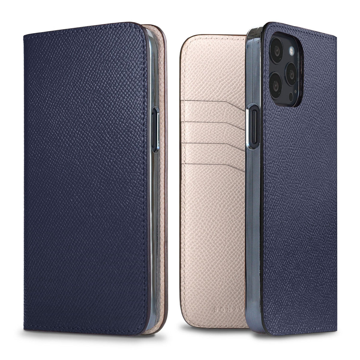 iPhone 13 Pro Max Diary Case Nobile Leather (Navy × White)