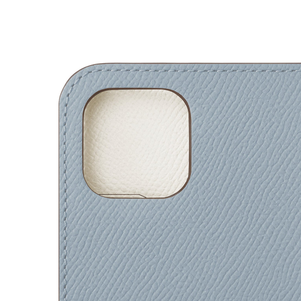 iPhone 14 Diary Case Nobile Leather (Blue Lin × White)